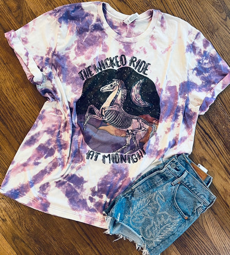The wicked ride at midnight bleached graphic tee - Mavictoria Designs Hot Press Express