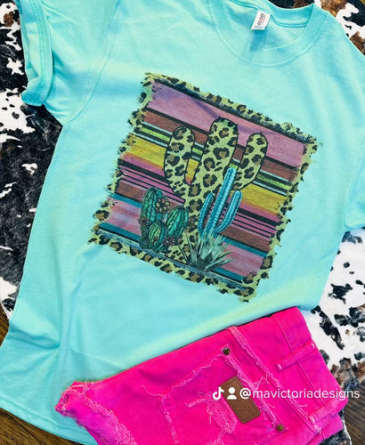 Leopard cactus western desert graphic tee - Mavictoria Designs Hot Press Express