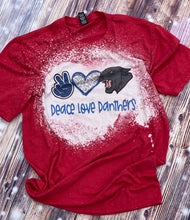 Load image into Gallery viewer, Peace Love Panthers. Charcoal, red, or blue bleached graphic tee - Mavictoria Designs Hot Press Express
