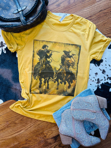 Western cowboys graphic tee - Mavictoria Designs Hot Press Express