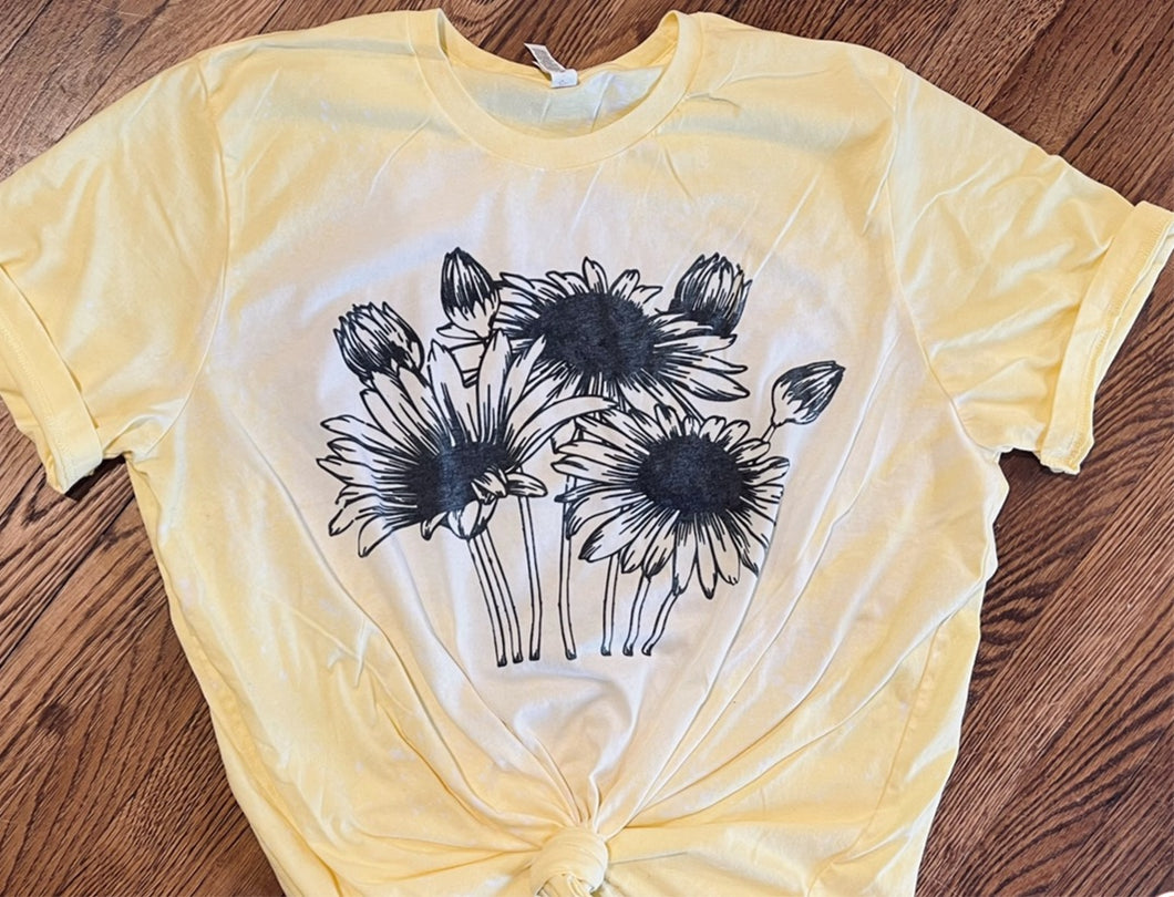Sunflower bleached graphic tee - Mavictoria Designs Hot Press Express