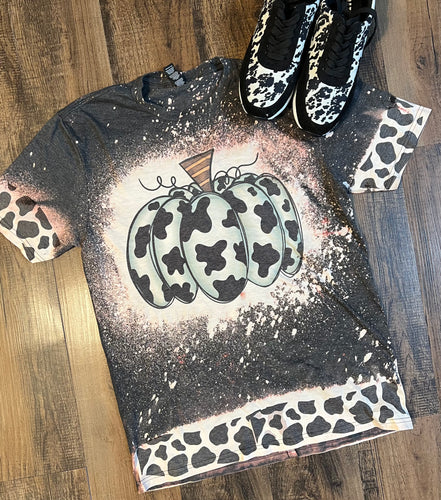 Western pumpkin bleached graphic tee - Mavictoria Designs Hot Press Express