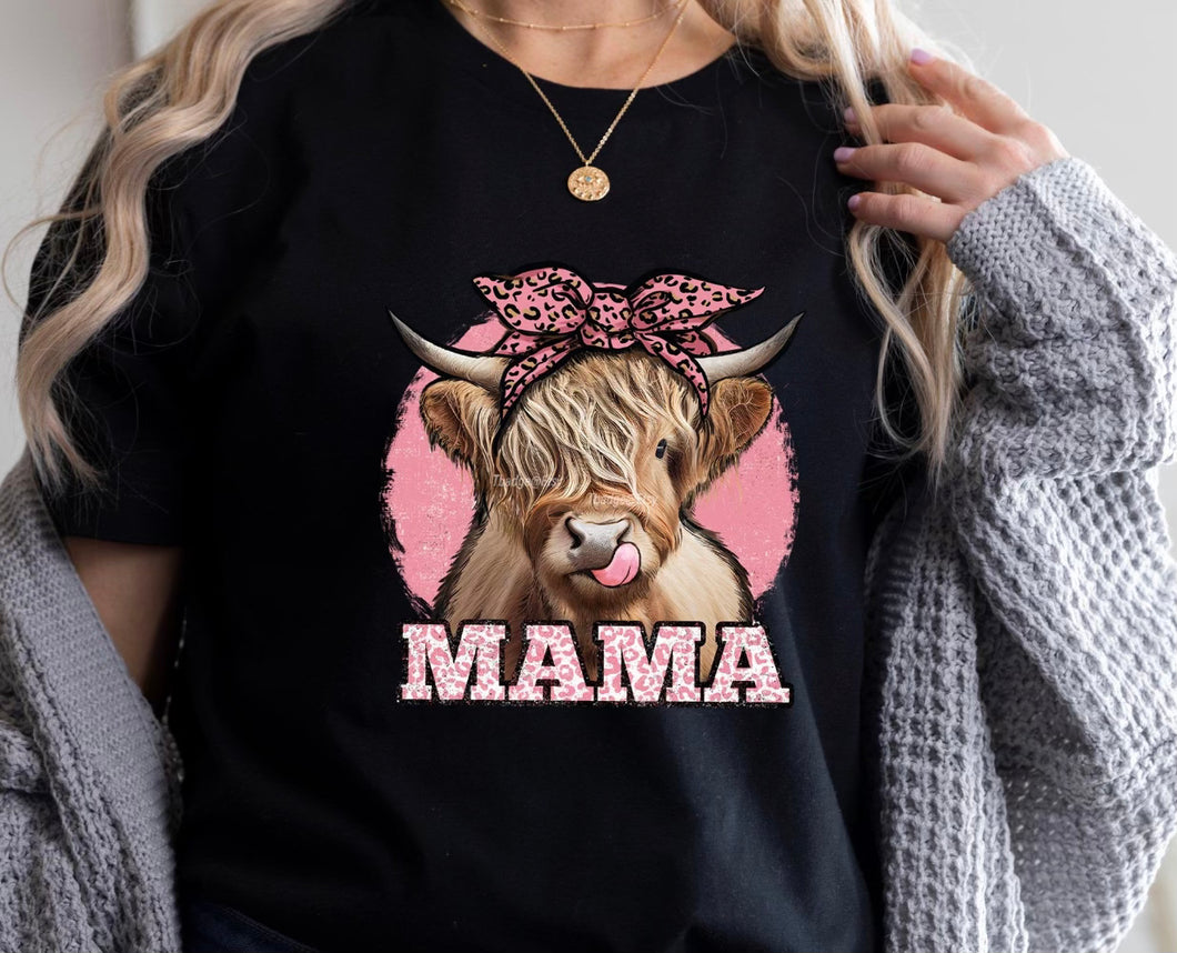 Mama Highland cow women’s graphic tee - Mavictoria Designs Hot Press Express
