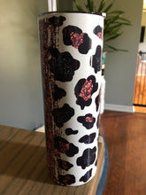 Load image into Gallery viewer, Lancers Glitter Leopard -Red 20oz full wrap tumbler w/straw - Mavictoria Designs Hot Press Express
