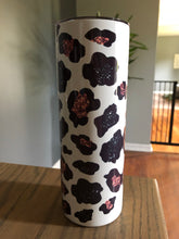 Load image into Gallery viewer, Lancers Glitter Leopard -Black 20oz full wrap tumbler w/straw - Mavictoria Designs Hot Press Express
