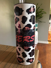 Load image into Gallery viewer, Lancers Glitter Leopard -Black middle 20oz full wrap tumbler w/straw - Mavictoria Designs Hot Press Express

