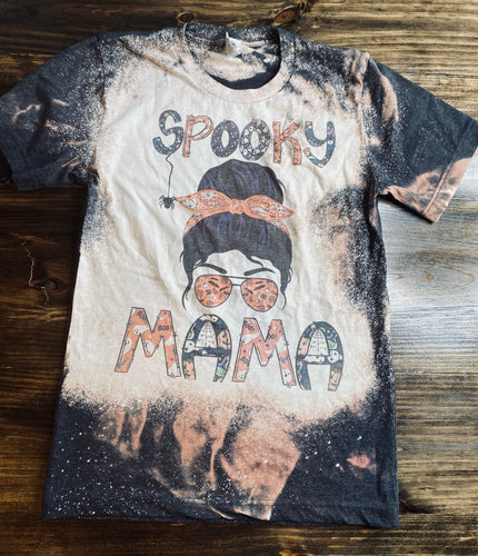 Spooky Mama bleached graphic tee - Mavictoria Designs Hot Press Express