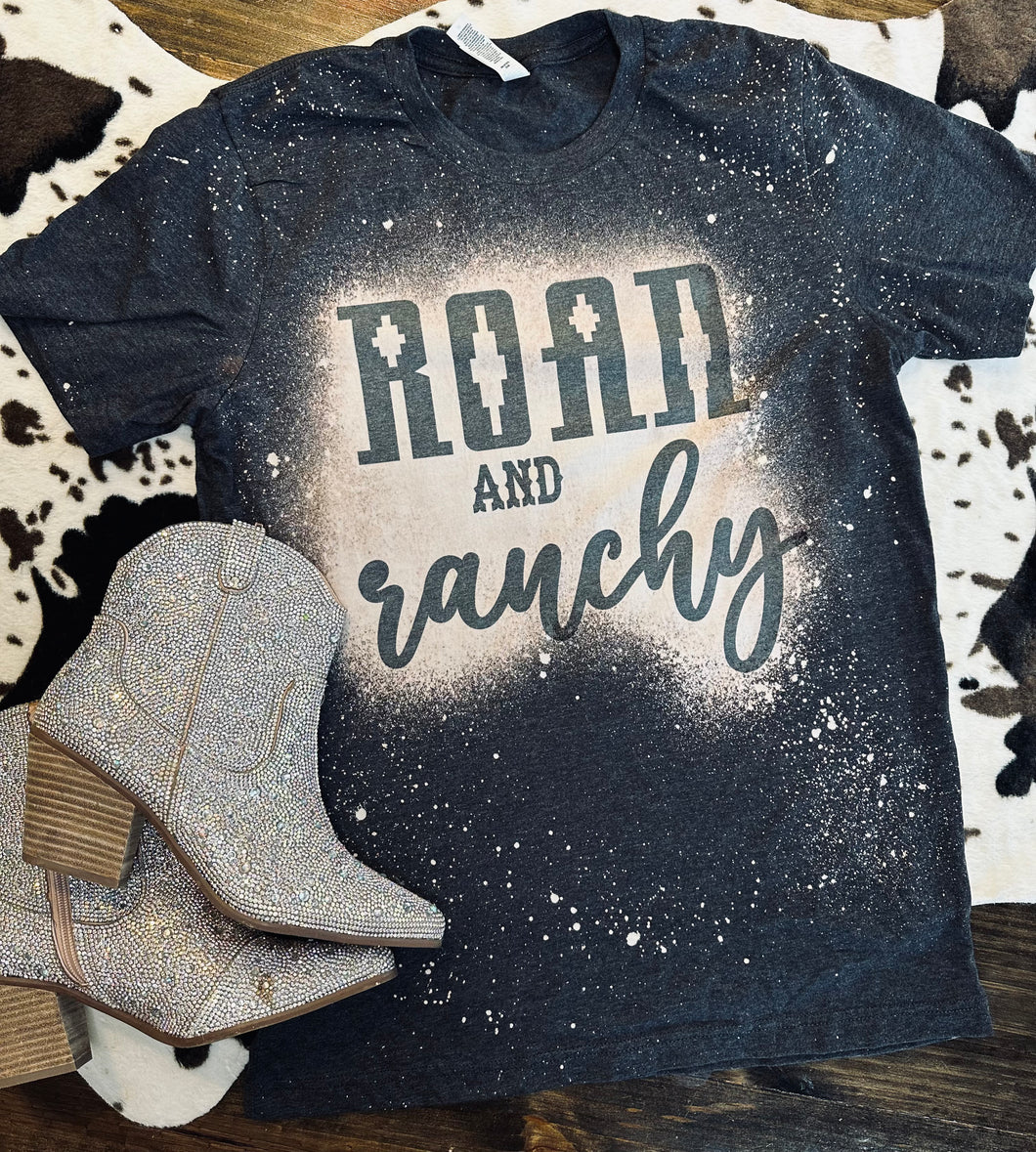 Road and ranchy western bleached graphic tee - Mavictoria Designs Hot Press Express