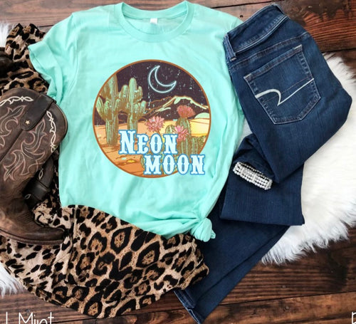 Neon Moon graphic tee, long sleeve, crew, or hoodie - Mavictoria Designs Hot Press Express