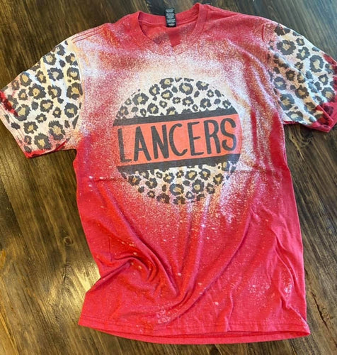 Lancers Leopard trim bleached red graphic tee - Mavictoria Designs Hot Press Express