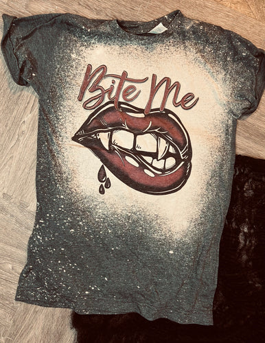 Bite me bleached graphic tee - Mavictoria Designs Hot Press Express