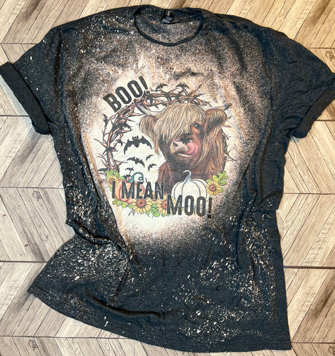 Boo! I mean Moo! bleached graphic tee - Mavictoria Designs Hot Press Express