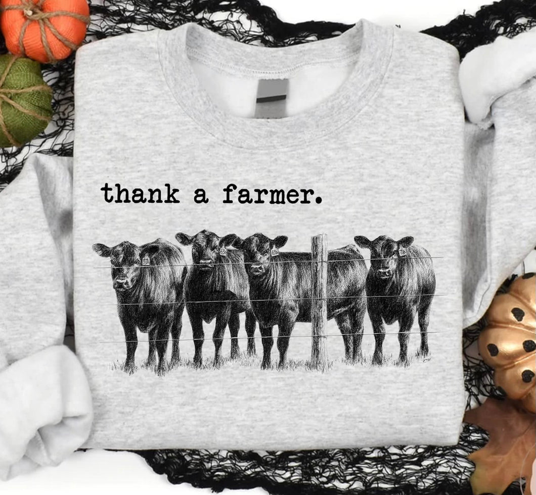 Thank a farmer cows women’s crewneck - Mavictoria Designs Hot Press Express