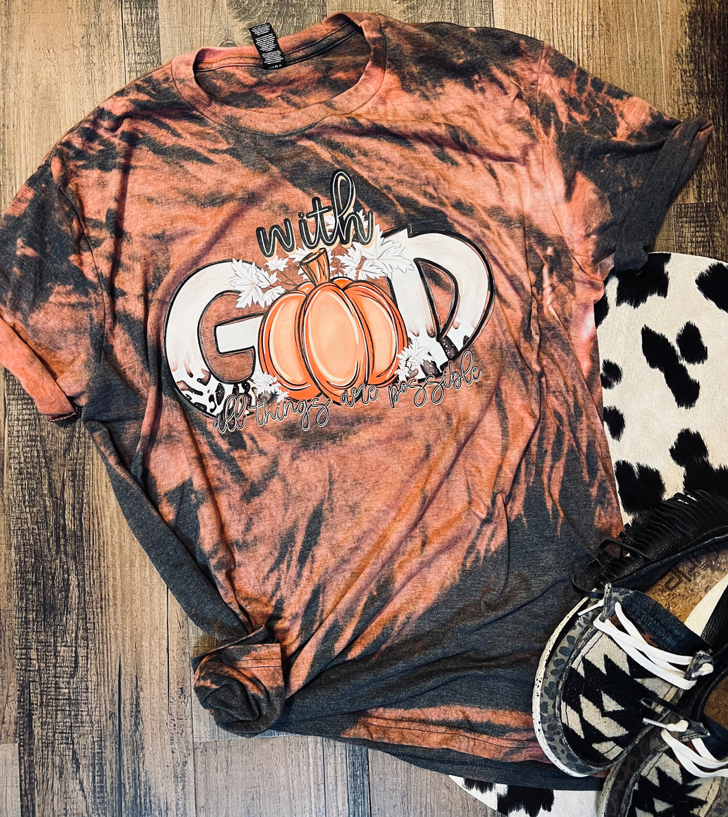 With god all things are possible bleached graphic tee - Mavictoria Designs Hot Press Express