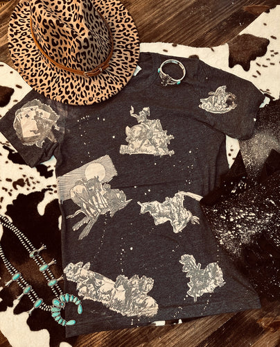 The vintage cowboy patch bleached graphic tee - Mavictoria Designs Hot Press Express