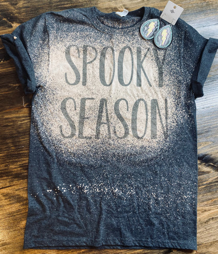 Spooky Season bleached graphic tee - Mavictoria Designs Hot Press Express