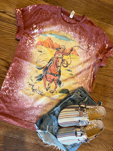 Bleached cowboy graphic tee - Mavictoria Designs Hot Press Express