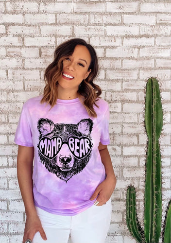 mama bear tie dye graphic tee long sleeve crew or hoodie - Mavictoria Designs Hot Press Express