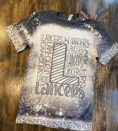 Lancers “L” bleached trimmed graphic tee - Mavictoria Designs Hot Press Express