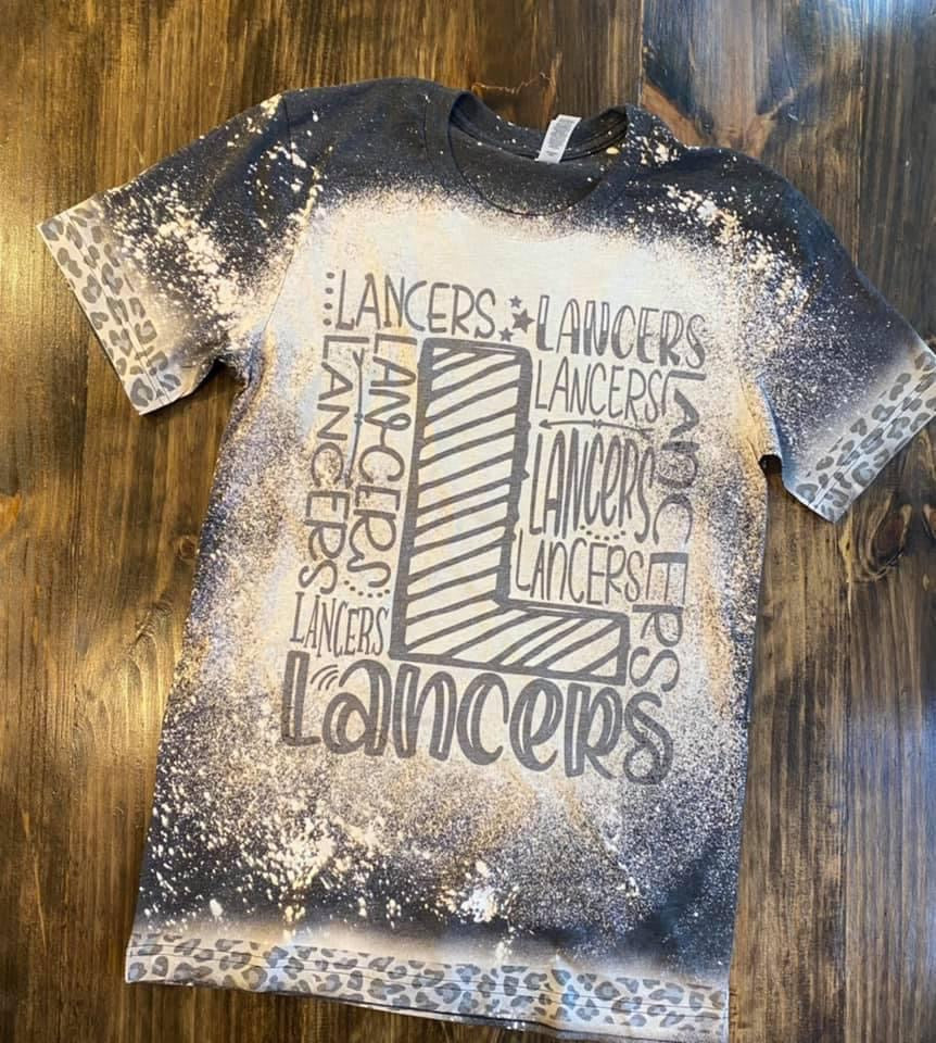 Lancers “L” bleached trimmed graphic tee - Mavictoria Designs Hot Press Express