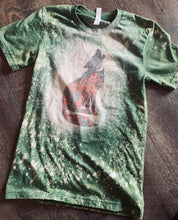 Load image into Gallery viewer, Western Howling Coyote // Green bleached distressed graphic tee - Mavictoria Designs Hot Press Express
