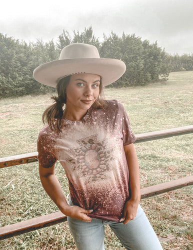 Burgundy bleached leopard pink stone // graphic tee - Mavictoria Designs Hot Press Express