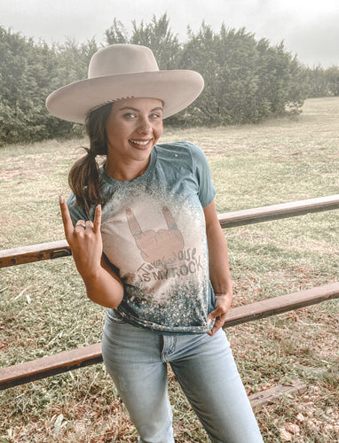 Turquoise Is My Rock // Blue bleached distressed graphic tee - Mavictoria Designs Hot Press Express