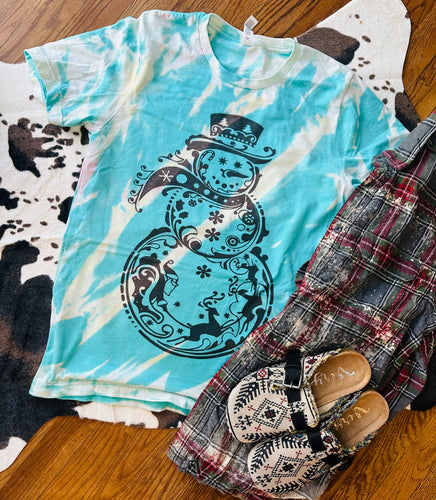 Snowman bleached graphic tee - Mavictoria Designs Hot Press Express