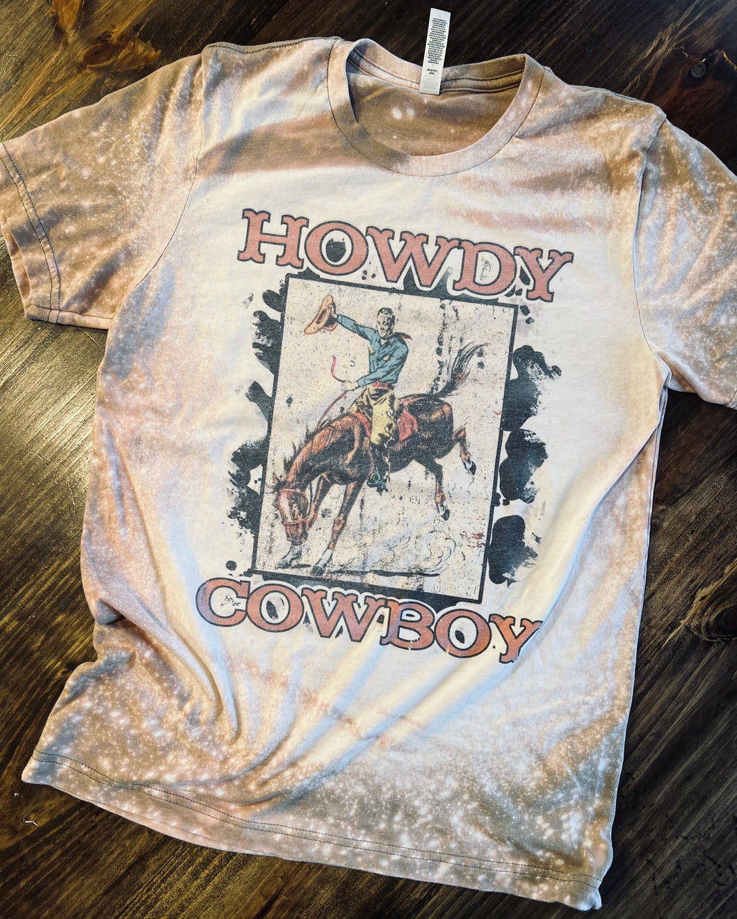 Howdy Cowboy bleached graphic tee - Mavictoria Designs Hot Press Express