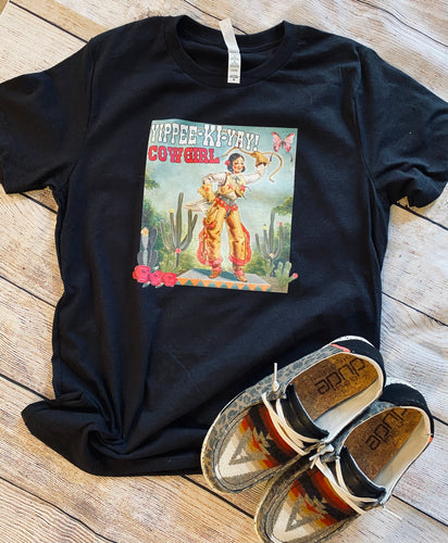 Yippee-Ki-Yay! Cowgirl. Western. graphic tee long sleeve crew or hoodie - Mavictoria Designs Hot Press Express