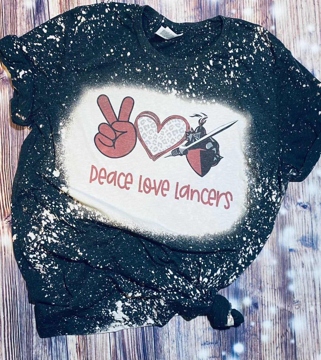 Peace Love Lancers charcoal bleached graphic tee - Mavictoria Designs Hot Press Express