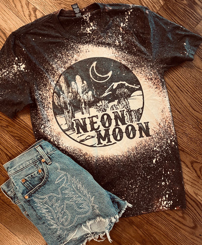 Neon moon bleached graphic tee - Mavictoria Designs Hot Press Express
