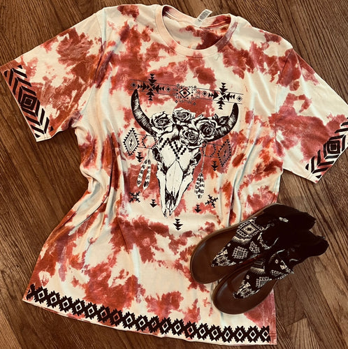Skull head western bleached with red leopard trim - Mavictoria Designs Hot Press Express