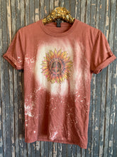 Load image into Gallery viewer, Peace Sign Sunflower // Mauve bleached distressed graphic tee - Mavictoria Designs Hot Press Express

