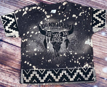 Load image into Gallery viewer, KIDS Do No Harm Take No Bull with Tribal trim. Charcoal bleached graphic onesie or tee. - Mavictoria Designs Hot Press Express
