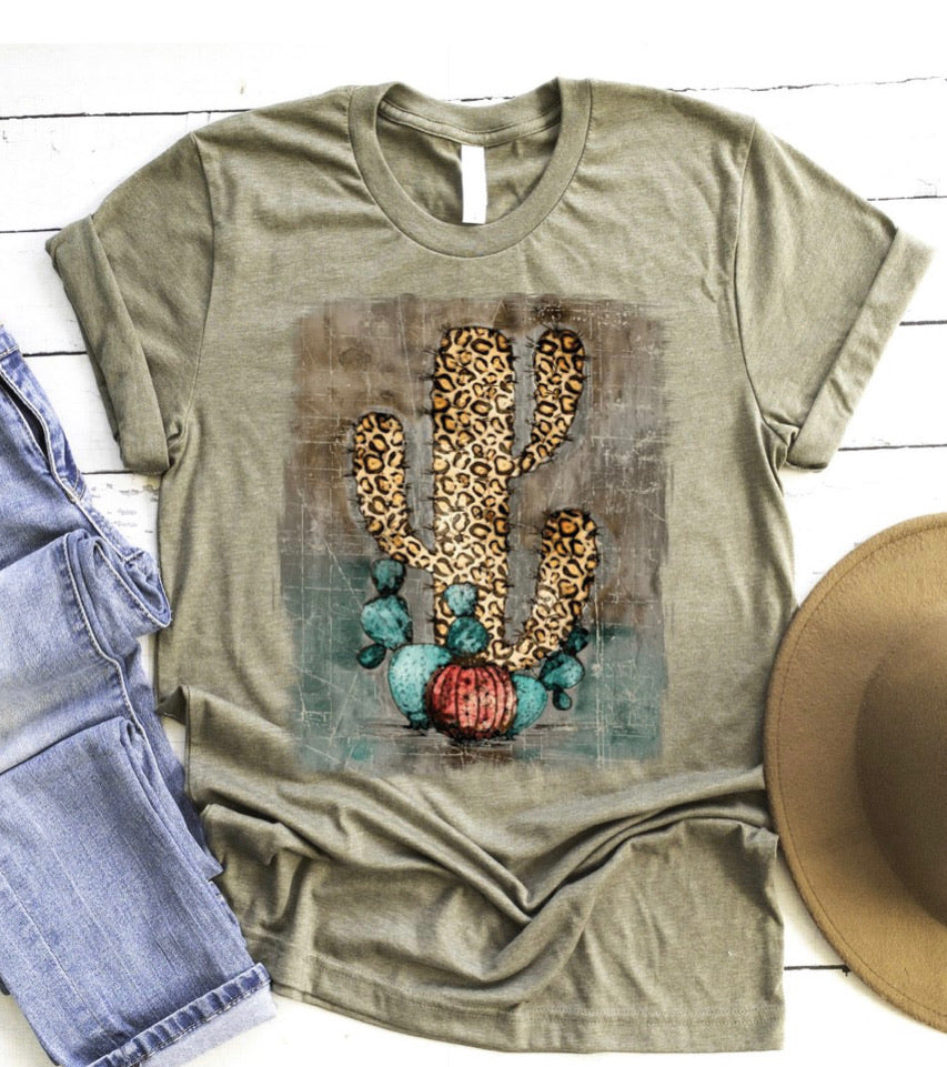 Leopard Cactus // graphic tee - Mavictoria Designs Hot Press Express