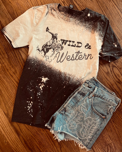 Wild and western bleached graphic tee - Mavictoria Designs Hot Press Express