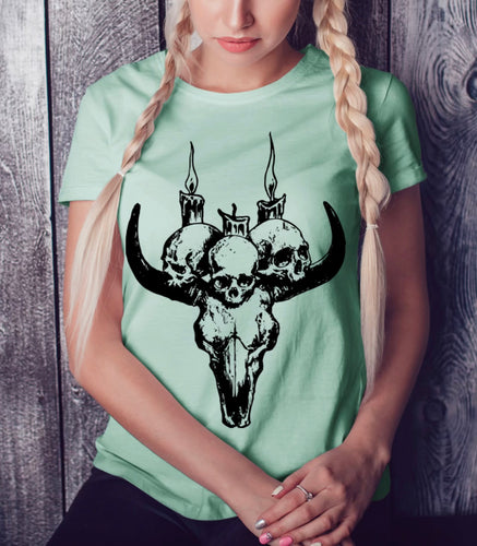 western bullhead skulls and candlesgraphic tee - Mavictoria Designs Hot Press Express