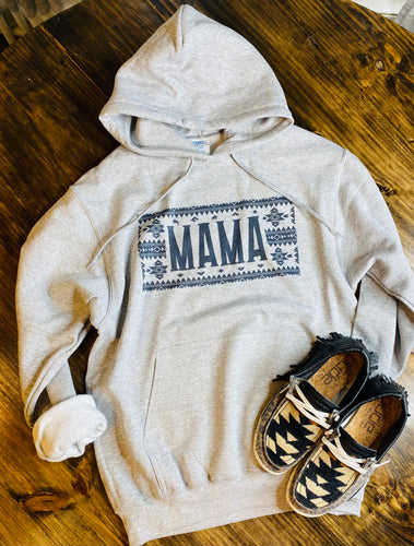 Mama - Aztec graphic tee long sleeve crew or hoodie - Mavictoria Designs Hot Press Express