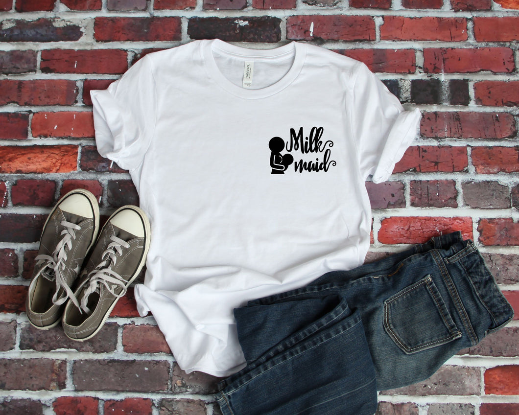 Milk maid graphic tee. Breastfeeding shirt. - Mavictoria Designs Hot Press Express