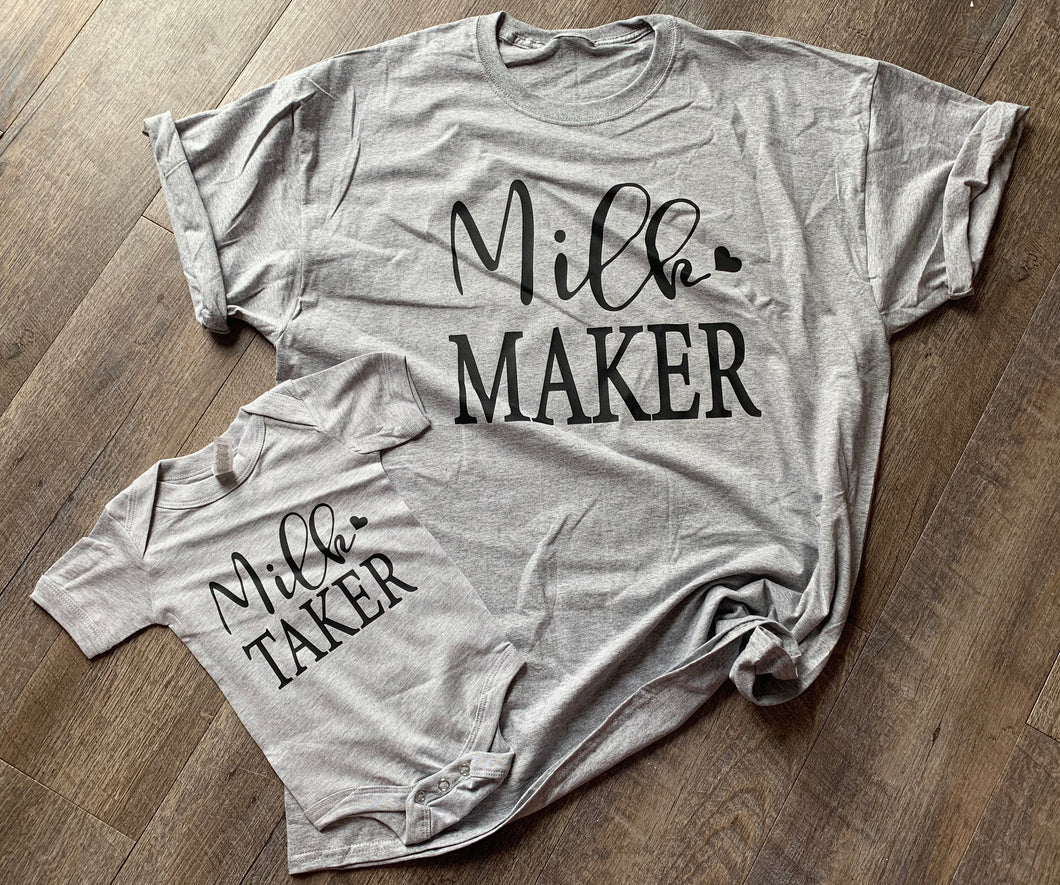Milk maker and milk taker mommy and me graphic tees. Breastfeeding. - Mavictoria Designs Hot Press Express